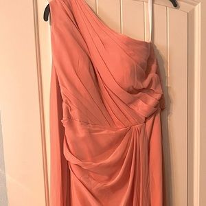 Sheath/Column One Shoulder Floor length Chiffon Bridesmaids dress with Ruffle